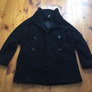 Warm Black Pea Coat with Stretch